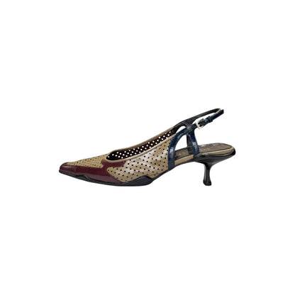 PRADA SLINGBACK PERFORATED LEATHER HEELS
