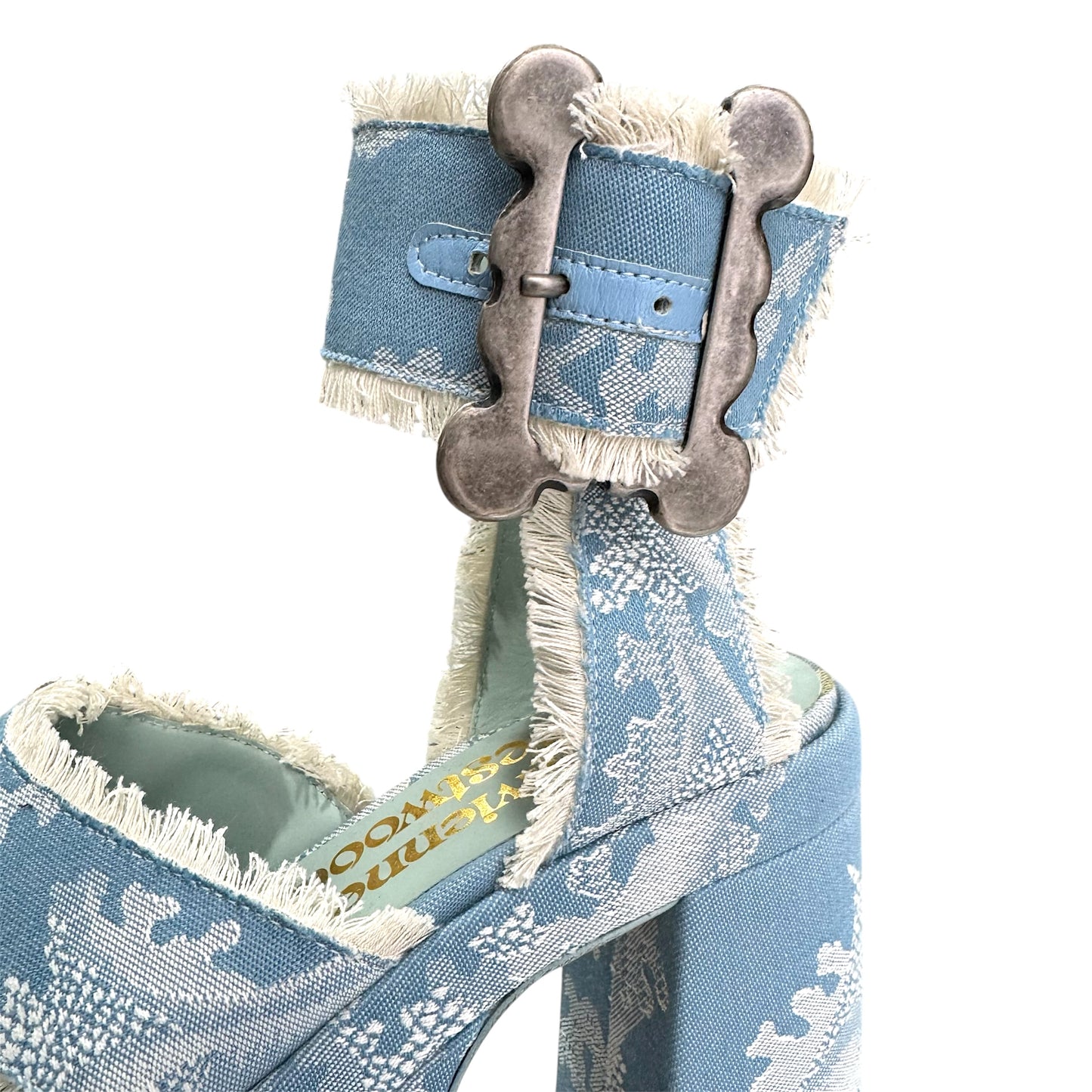 VIVIENNE WESTWOOD 24SS OLDE LONDON JACQUARD DENIM PLATFORM HEELS