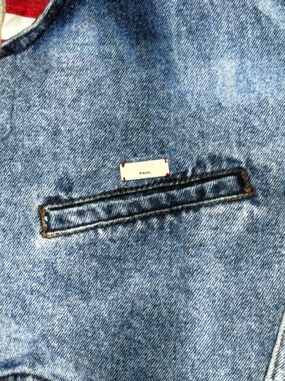 PAUL SMITH DENIM & SCARF OVER PRINTED T-SHIRT