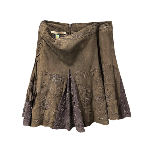 CLASS ROBERTO CAVALLI BROWN SUEDE LEATHER SKIRT