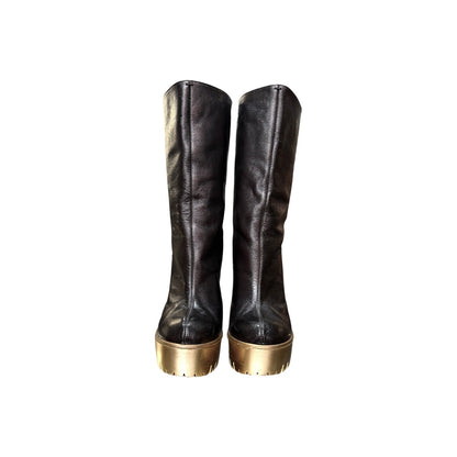 YVES SAINT LAURENT BLACK LEATHER BOOTS