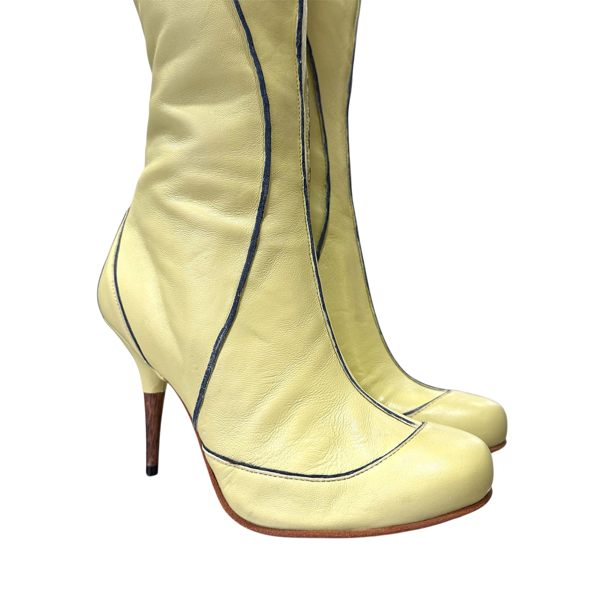 DIESEL YELLOW STILETTO KNEE HIGH BOOTS