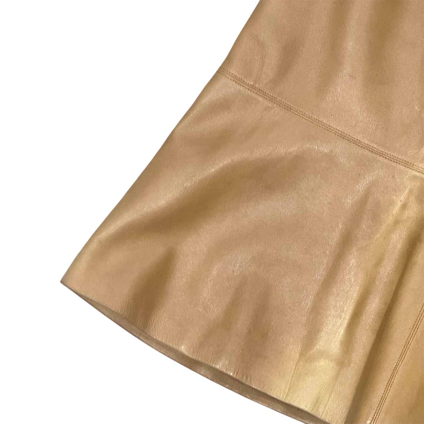 CHANEL FLARED TAN LEATHER SKIRT
