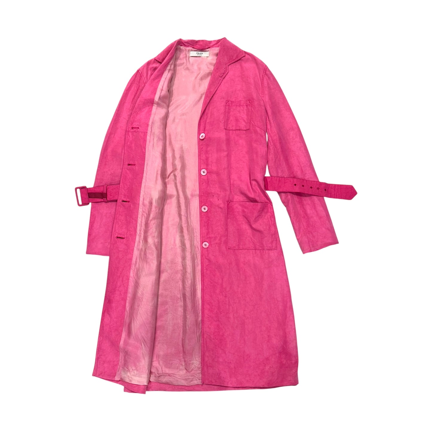 PRADA PINK SILK WITH BELT COAT