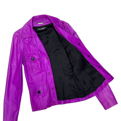DOLCE & GABBANA PURPLE LEATHER JACKET