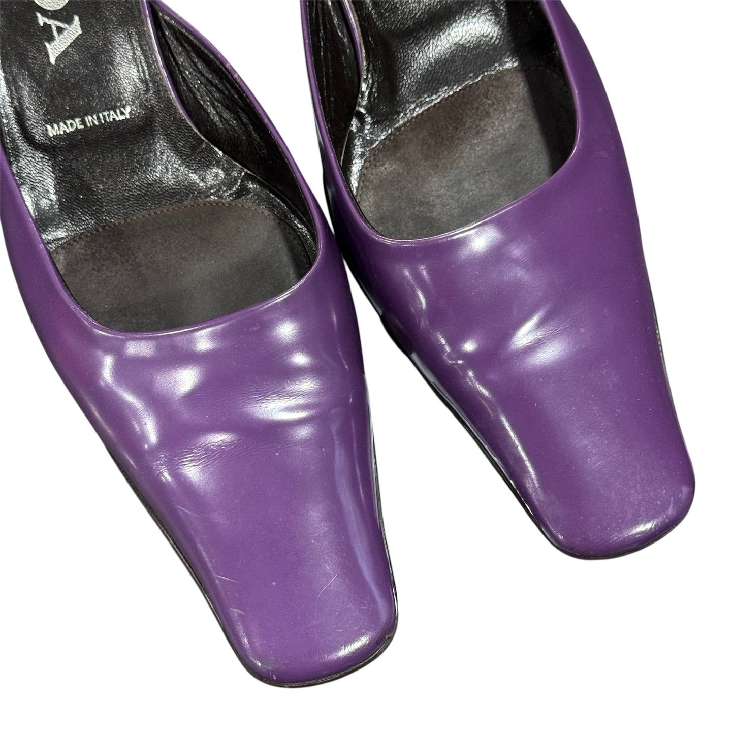 PRADA PURPLE LEATHER MULES