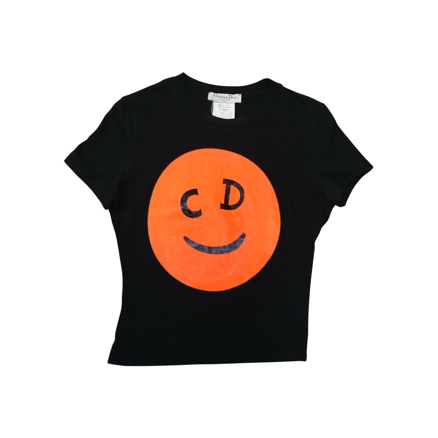 CHRISTIAN DIOR 2001 BLACK SMILEY GRAPHIC TOP