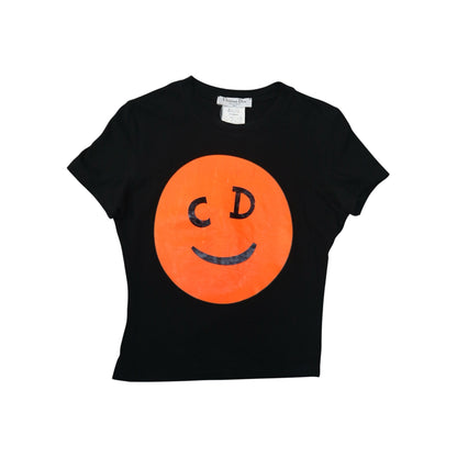 CHRISTIAN DIOR 2001 BLACK SMILEY GRAPHIC TOP