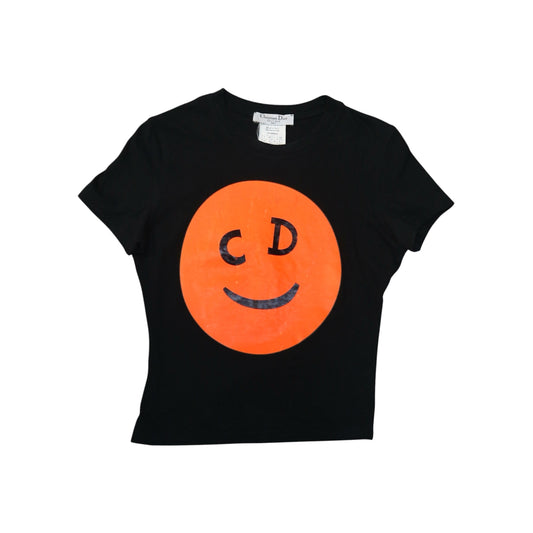 CHRISTIAN DIOR 2001 BLACK SMILEY GRAPHIC TOP