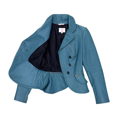 VIVIENNE WESTWOOD RED LABEL BLUE BLOUSON LEATHER JACKET