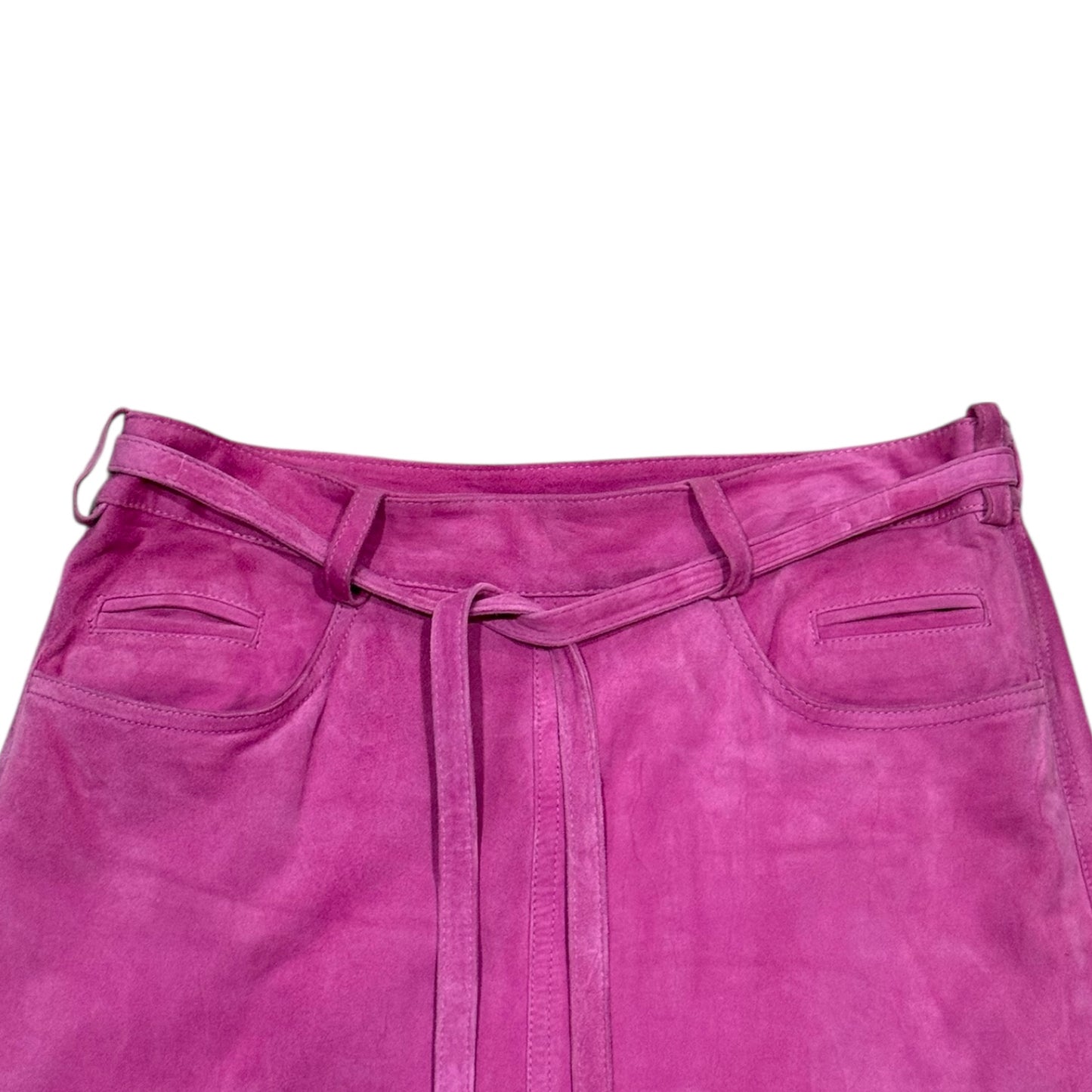 JIL SANDER MAGENTA SUEDE WRAP MIDI SKIRT