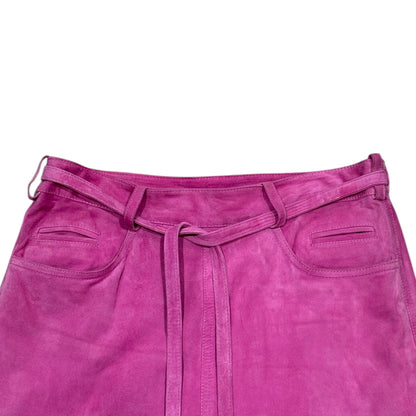 JIL SANDER MAGENTA SUEDE WRAP MIDI SKIRT