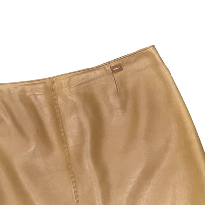 CHANEL FLARED TAN LEATHER SKIRT