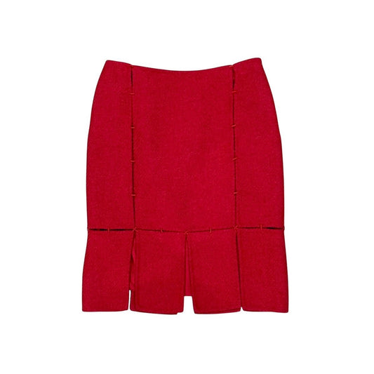 PRADA FW1998 RED WOOL PANEL SKIRT