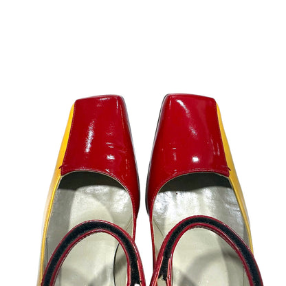 PRADA FW1998 TWO TONE YELLOW MARY JANE PUMPS