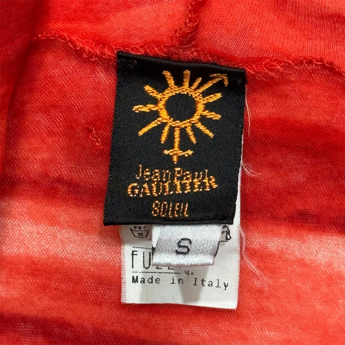 JEAN PAUL GAULTIER RED DRAPE HOODED TOP
