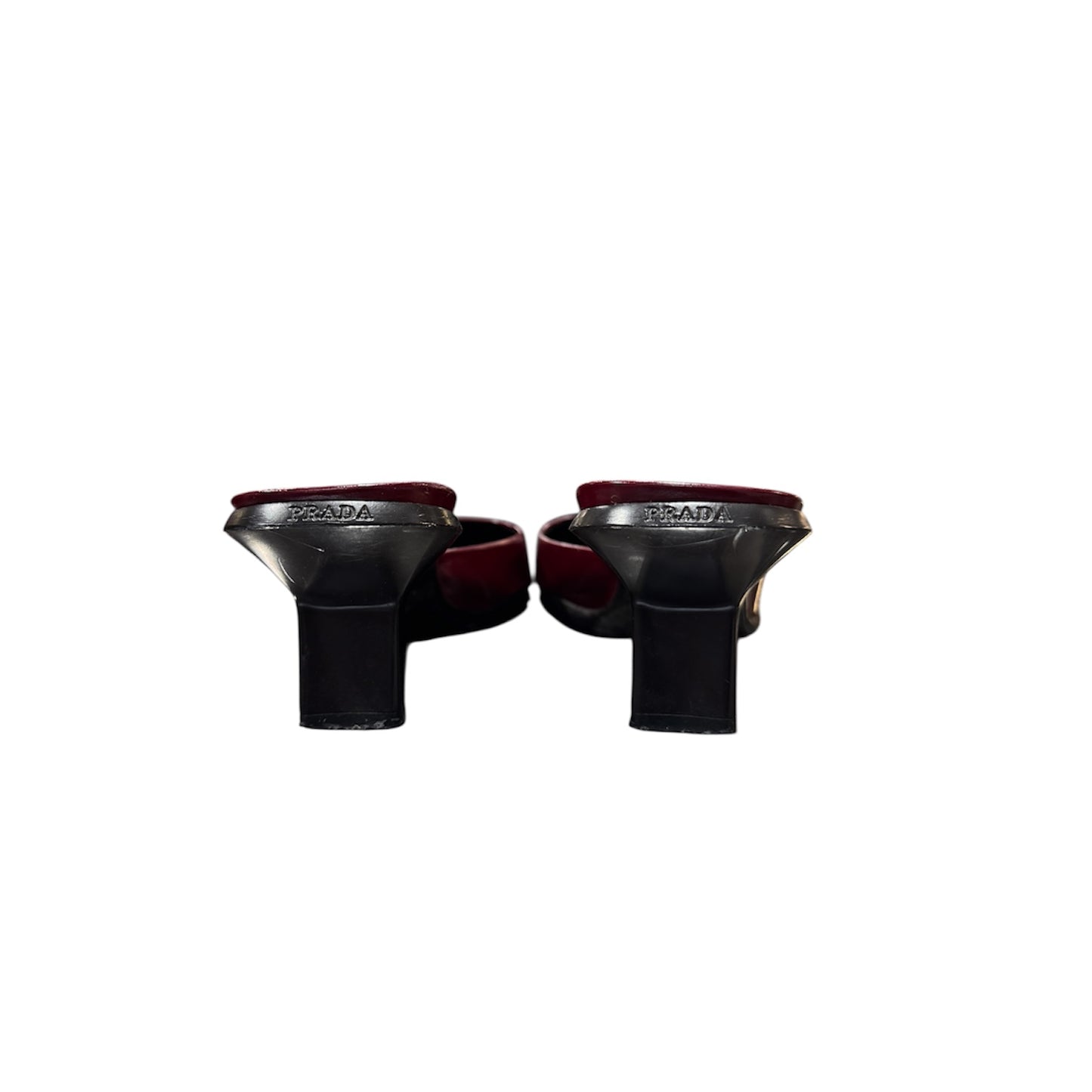 PRADA RED PATENT LEATHER MULES