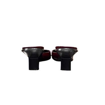 PRADA RED PATENT LEATHER MULES