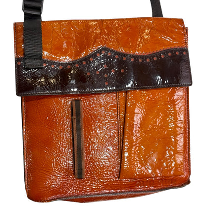 MIU MIU FW1999 BROGUE PATENT LEATHER MESH VELCRO CROSSBODY BAG