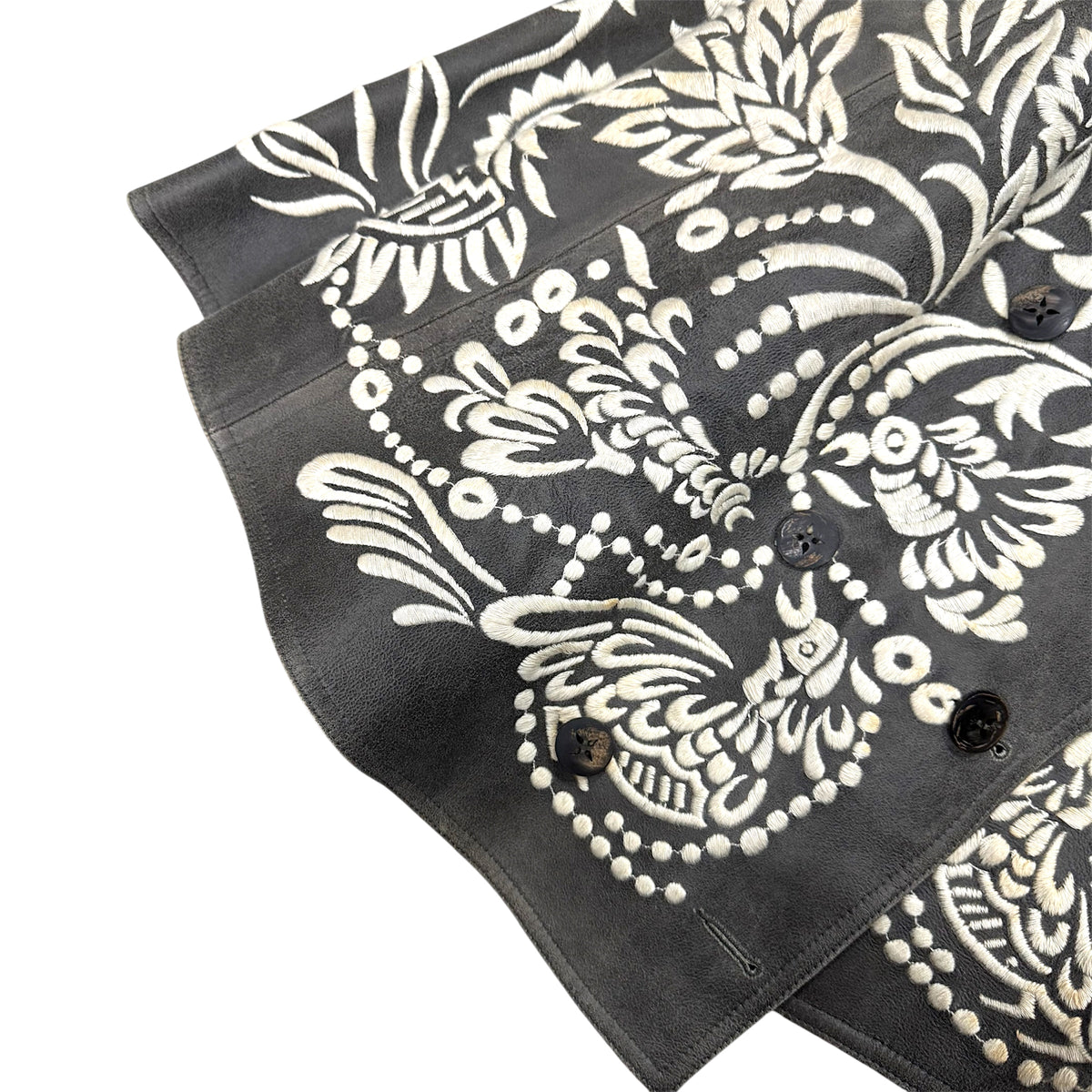JOHN GALLIANO EMBROIDERED WRAPPED LEATHER SKIRT