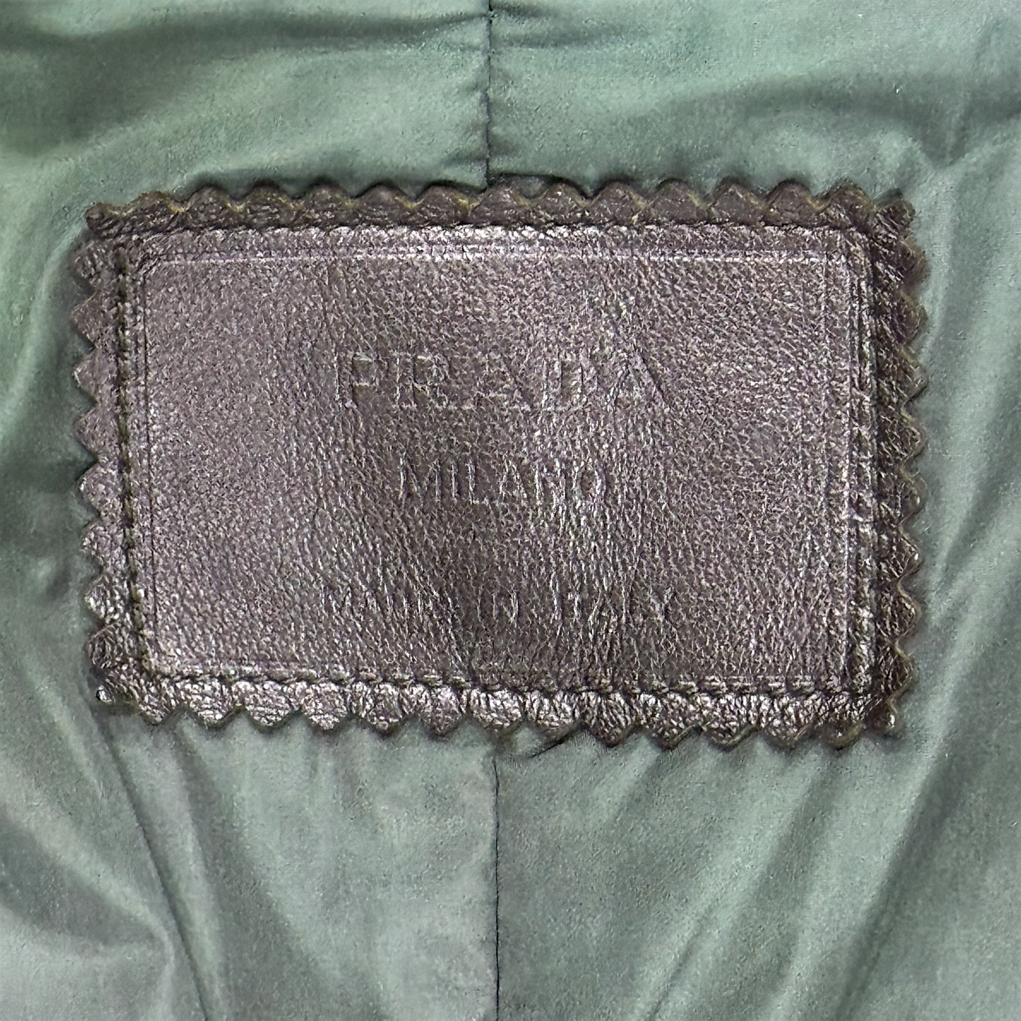 PRADA 1999 OLIVE BIKER LEATHER COAT