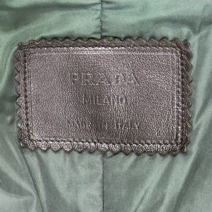 PRADA 1999 OLIVE BIKER LEATHER COAT