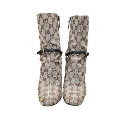 GUCCI TAN MONOGRAM BOOTS