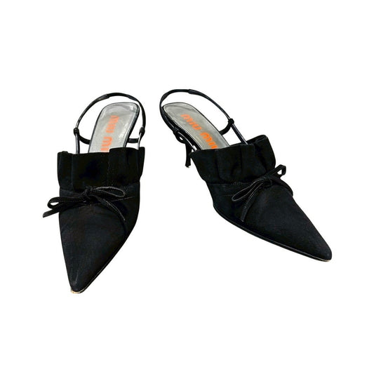 MIU MIU BOW BLACK MULES