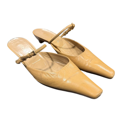 PRADA 2000S TAN BUCKLED MULES