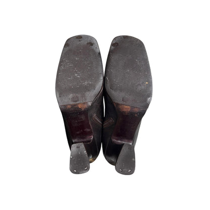 PRADA SQUARE TOE LEATHER BOOTS