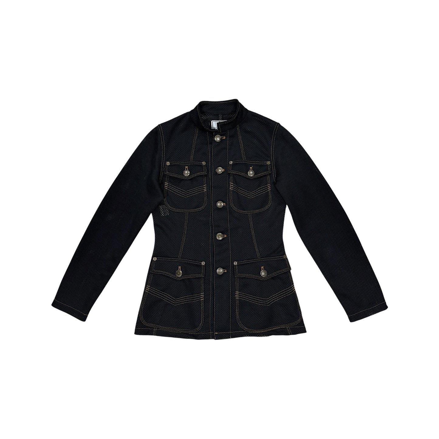 GAULTIER JEAN’S BLACK MESH ORANGE STITCH JACKET
