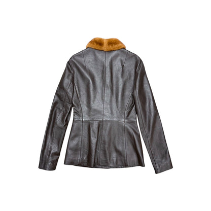 DOLCE&GABBANA RICH CHOCOLATE BROWN LEATHER JACKET