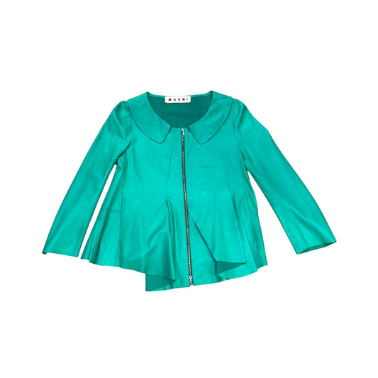 MARNI TURQUOISE GREEN LEATHER JACKET