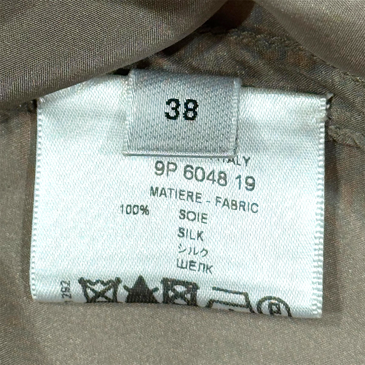 GIVENCHY TAUPE DRAPE SILK SCARF TOP