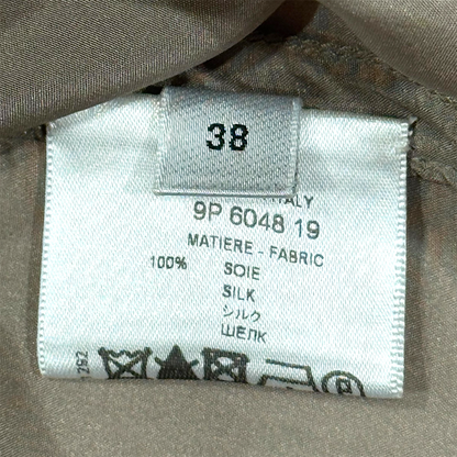 GIVENCHY TAUPE DRAPE SILK SCARF TOP