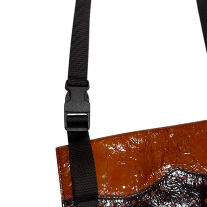 MIU MIU FW1999 BROGUE PATENT LEATHER MESH VELCRO CROSSBODY BAG