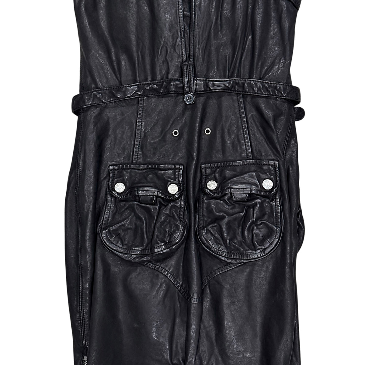 DSQUARED2 BLACK UTILITY LEATHER DRESS