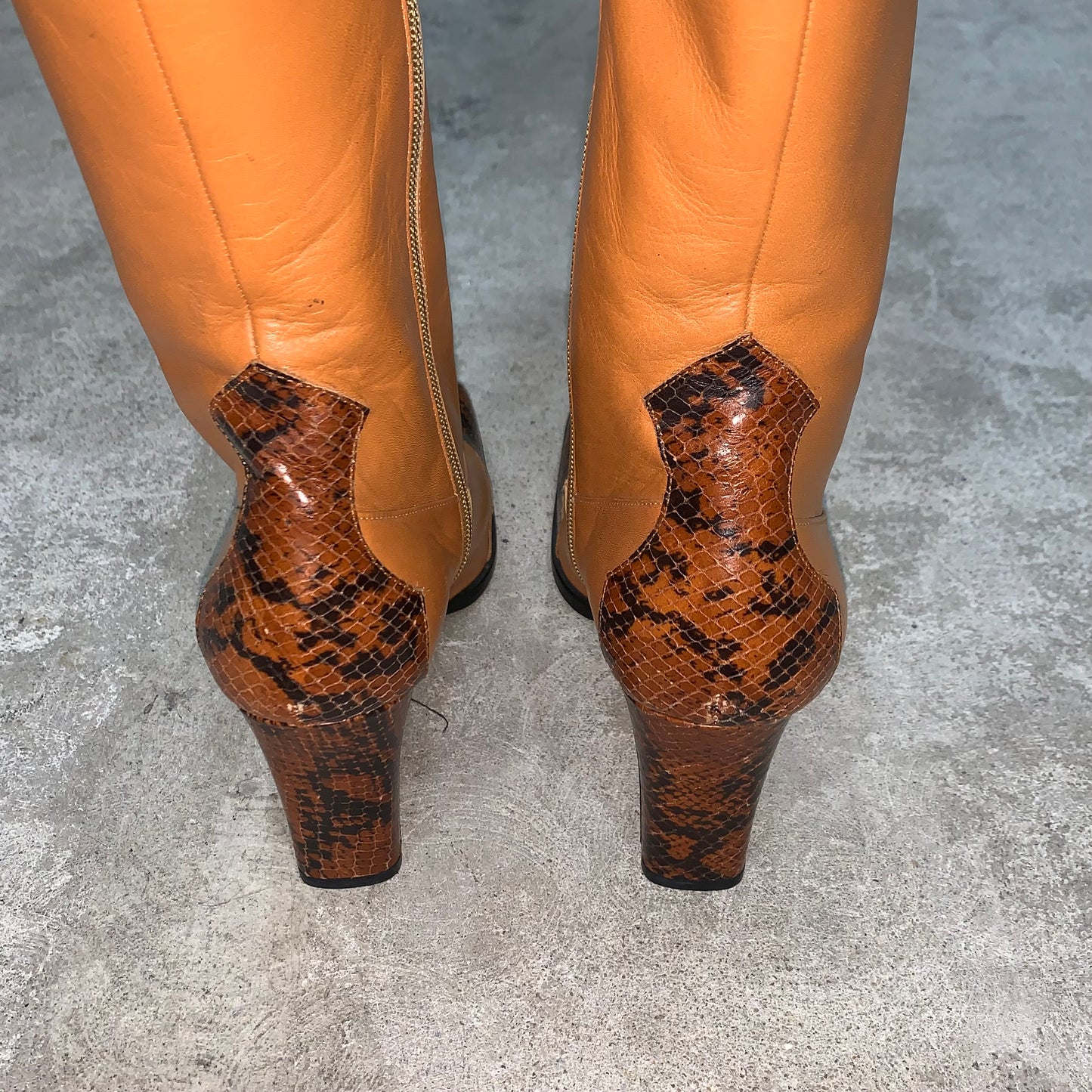 Tan snake skin boots