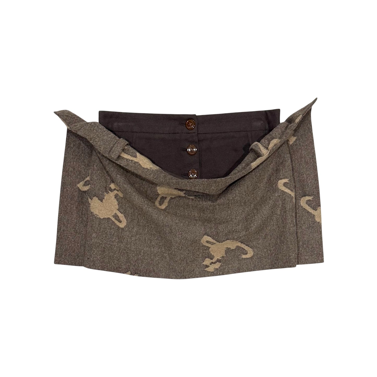 VIVIENNE WESTWOOD BROWN DRAPE MINI SKIRT