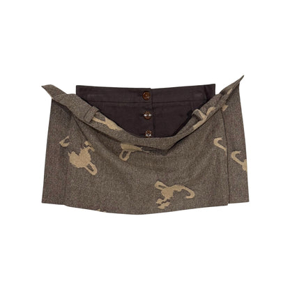 VIVIENNE WESTWOOD BROWN DRAPE MINI SKIRT