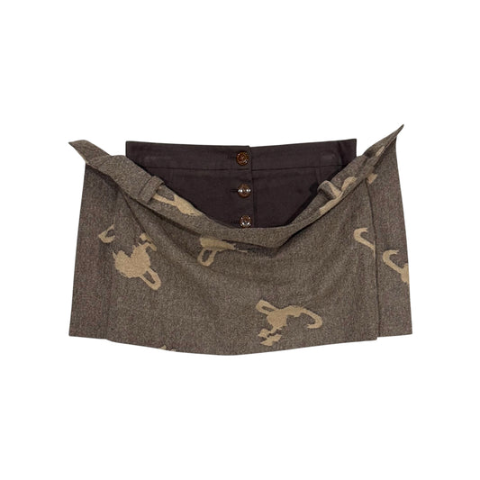 VIVIENNE WESTWOOD BROWN DRAPE MINI SKIRT