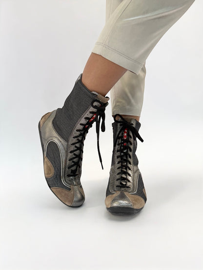 PRADA SPORT SILVER BOXING SNEAKERS