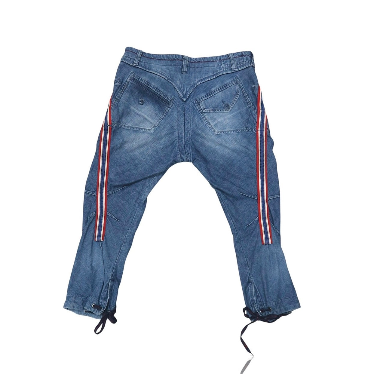 MARITHE FRANCOIS GIRBAUD LACE UP  DENIM CAPRIS
