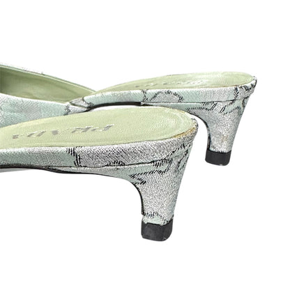 PRADA SS2003 BROCADE EMBELLISHMENT SILK KITTEN HEELS