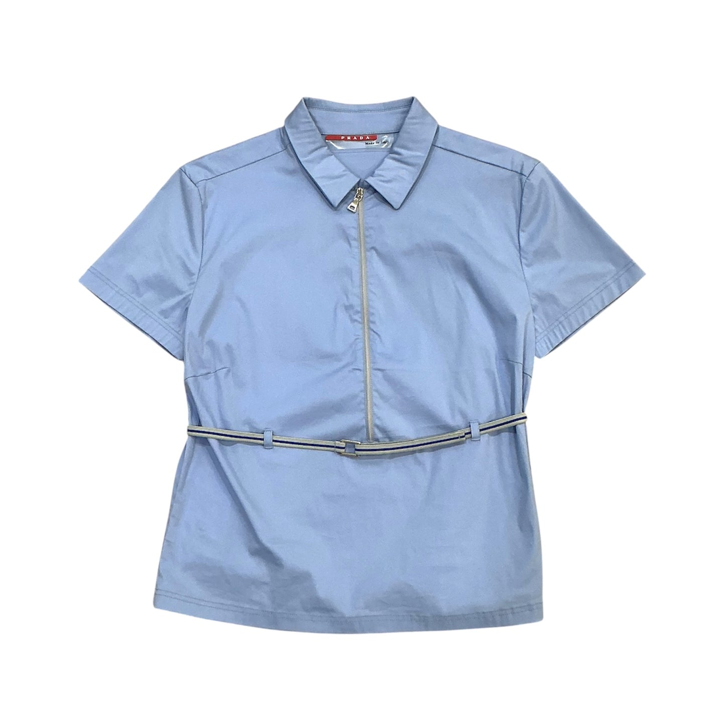 PRADA SPORTS LIGHT BLUE POLO ZIP TOP