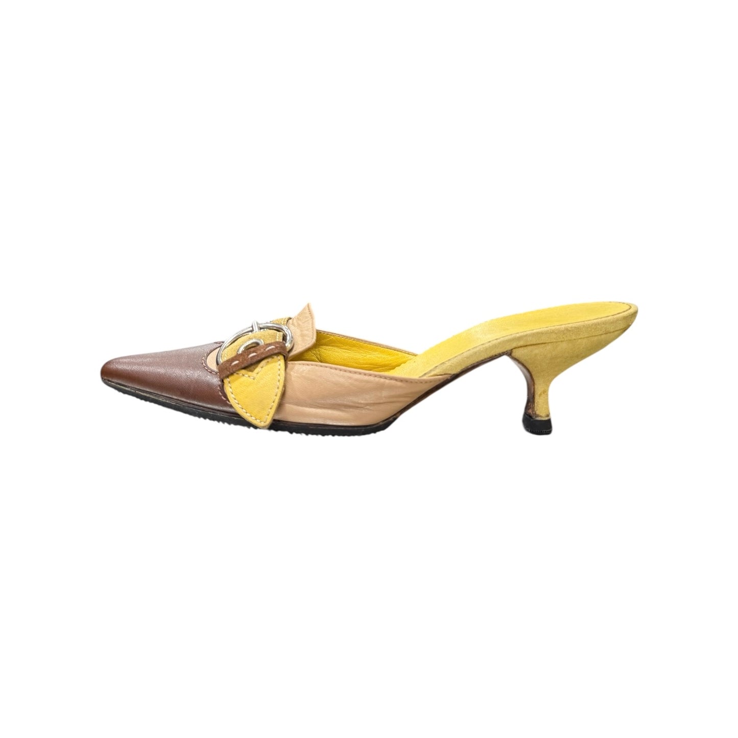 PRADA SS2002 LEATHER BUCKLED MULES