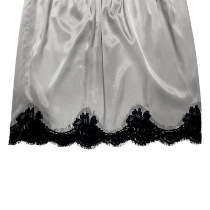 DOLCE & GABBANA GREY SILK LACE SKIRT