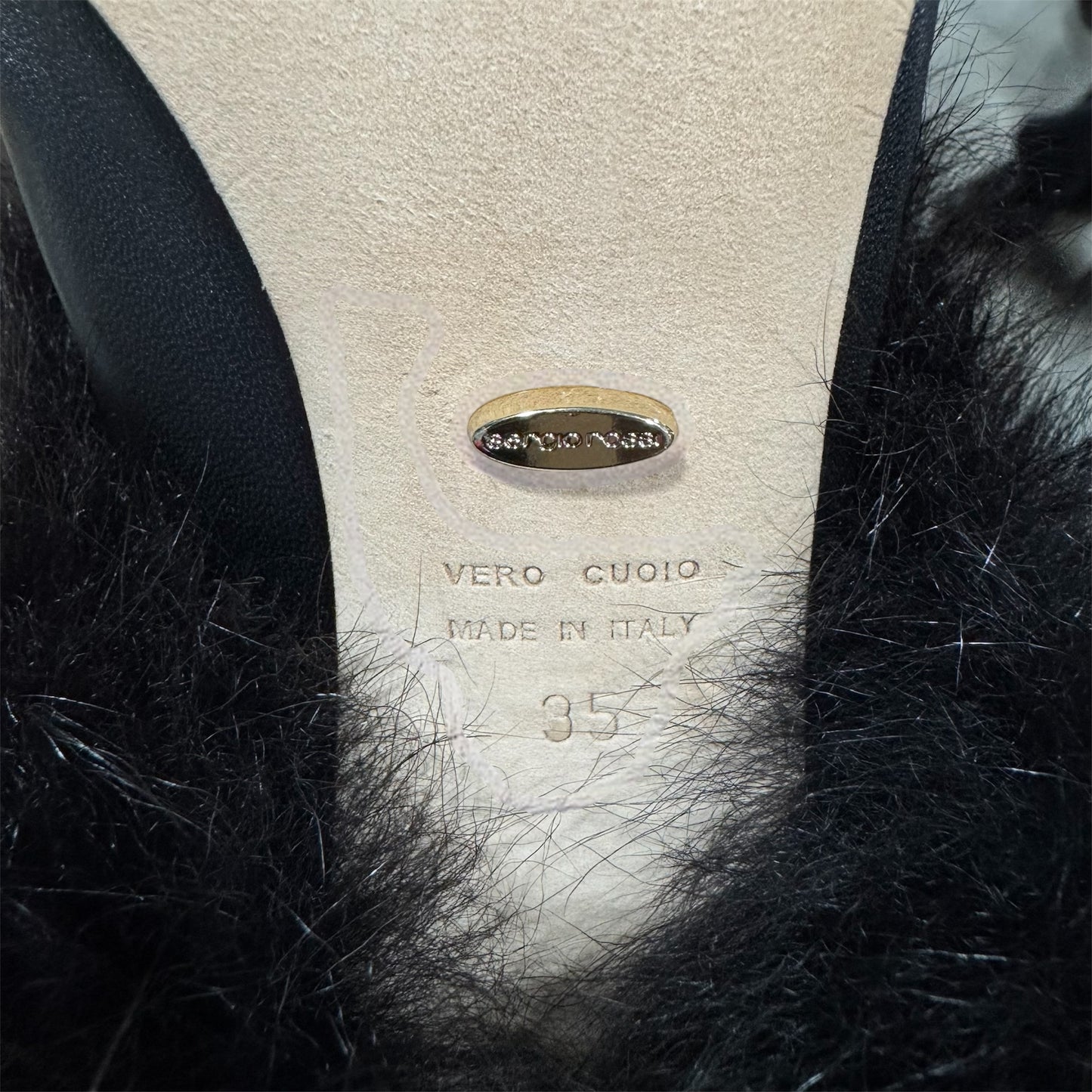 SERGIO ROSSI BLACK FUR BOOTS