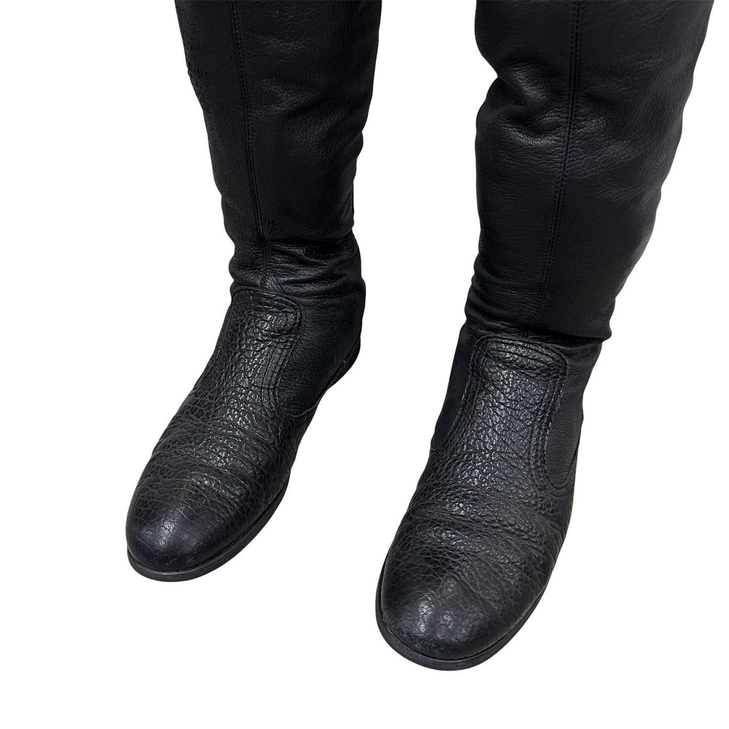 MIU MIU BLACK LEATHER KNEE HIGH BOOTS