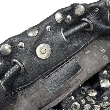 SONIA RYKIEL BLACK LEATHER DOMINO STUDDED BAG